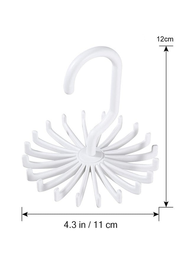 We Happy Tie Holder Belt Hanger with Rotating 20 Hooks Durable Scarf and Accessories Organizer White Pack of 2  - Image 3