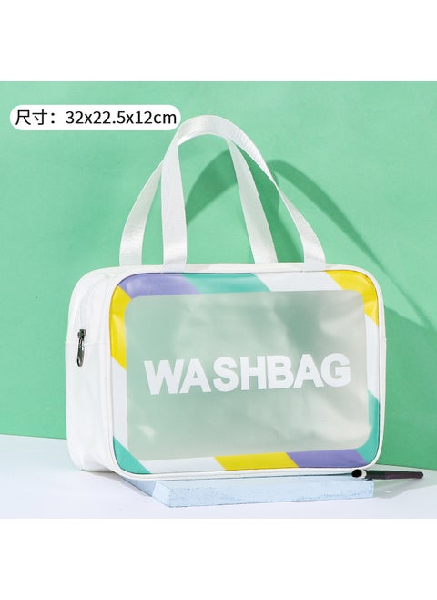 Matte Portable Makeup Pouch Color Edge Pool Bag Waterproof Travel Toiletry OrganizerPearl White Color Edge Large Pearl White Color Edge Large