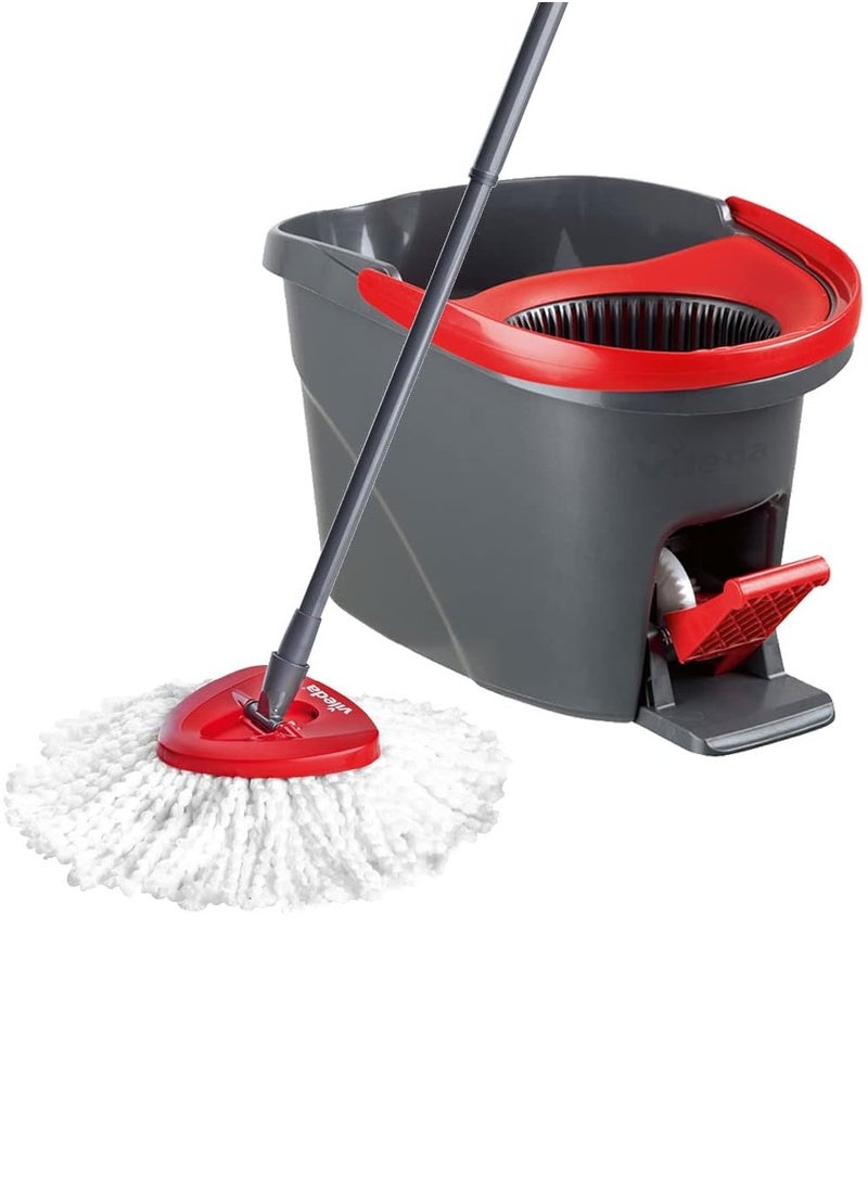 Vitacelli - Easy Wring Clean spin mop and bucket set with foot pedal, Telescopic Handle 85 – 123 cm, Floor mop with spinning wringer, 2in1 Microfibre mop head Assorted - Image 1