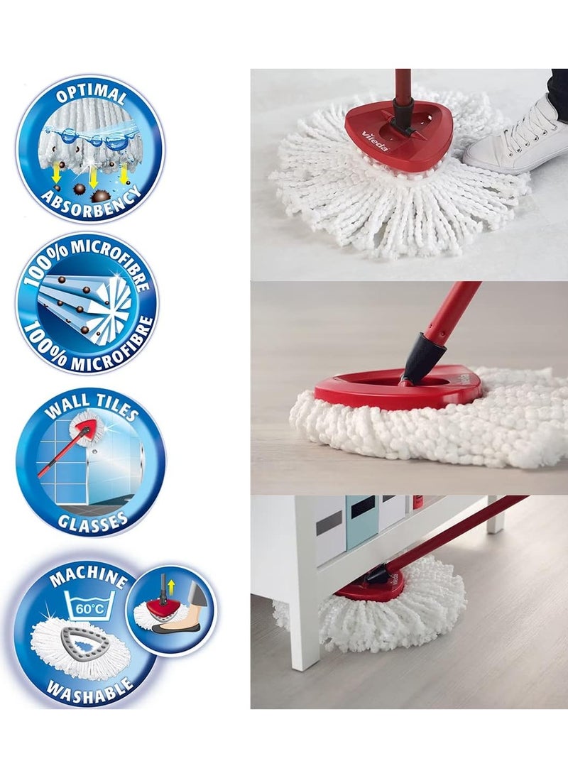 Vitacelli - Easy Wring Clean spin mop and bucket set with foot pedal, Telescopic Handle 85 – 123 cm, Floor mop with spinning wringer, 2in1 Microfibre mop head Assorted - Image 1