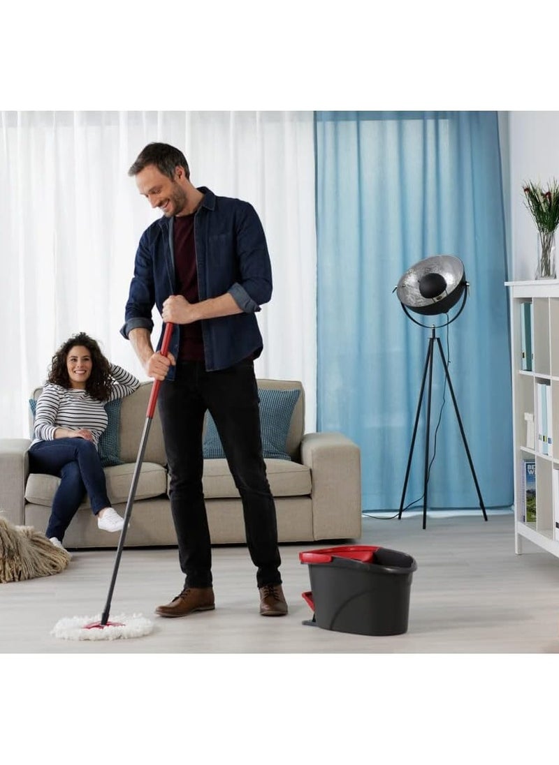 Vitacelli - Easy Wring Clean spin mop and bucket set with foot pedal, Telescopic Handle 85 – 123 cm, Floor mop with spinning wringer, 2in1 Microfibre mop head Assorted - Image 1