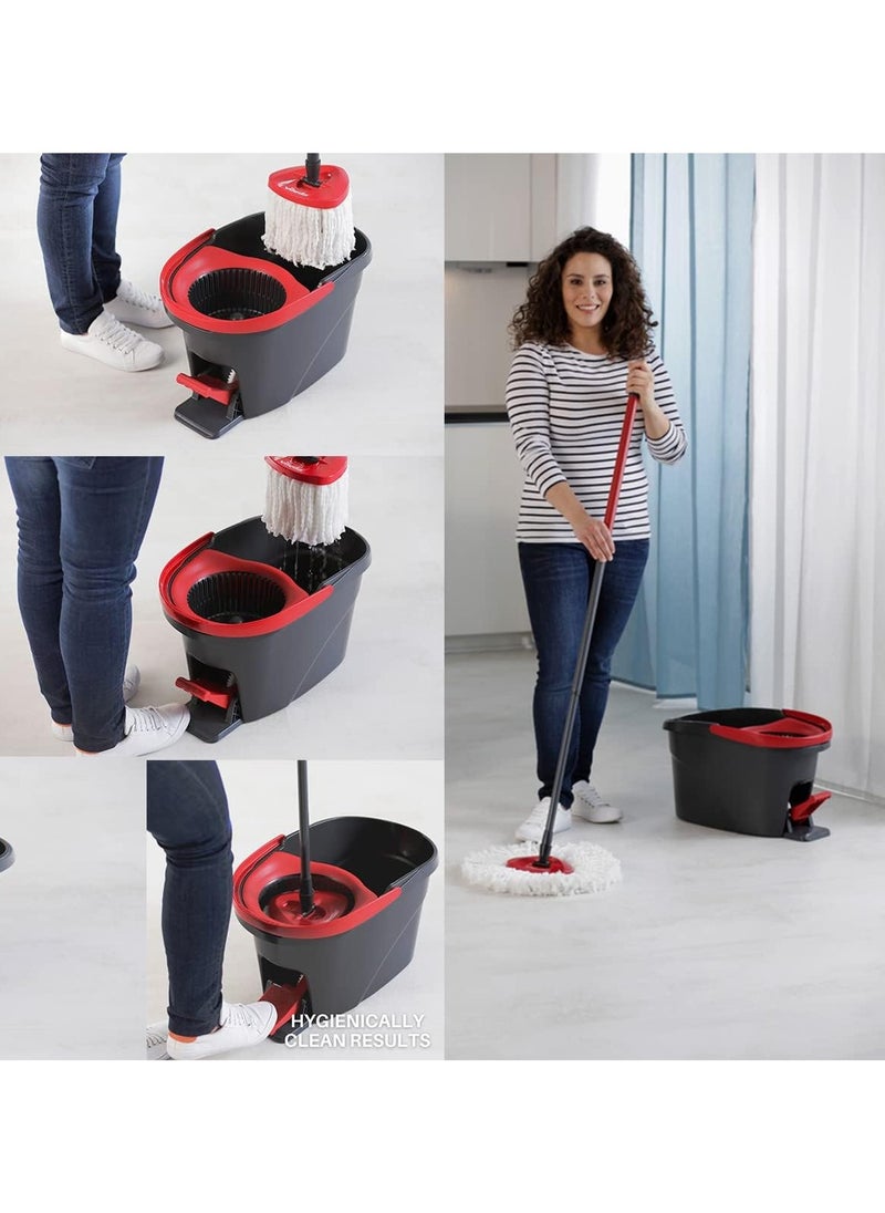 Vitacelli - Easy Wring Clean spin mop and bucket set with foot pedal, Telescopic Handle 85 – 123 cm, Floor mop with spinning wringer, 2in1 Microfibre mop head Assorted - Image 1
