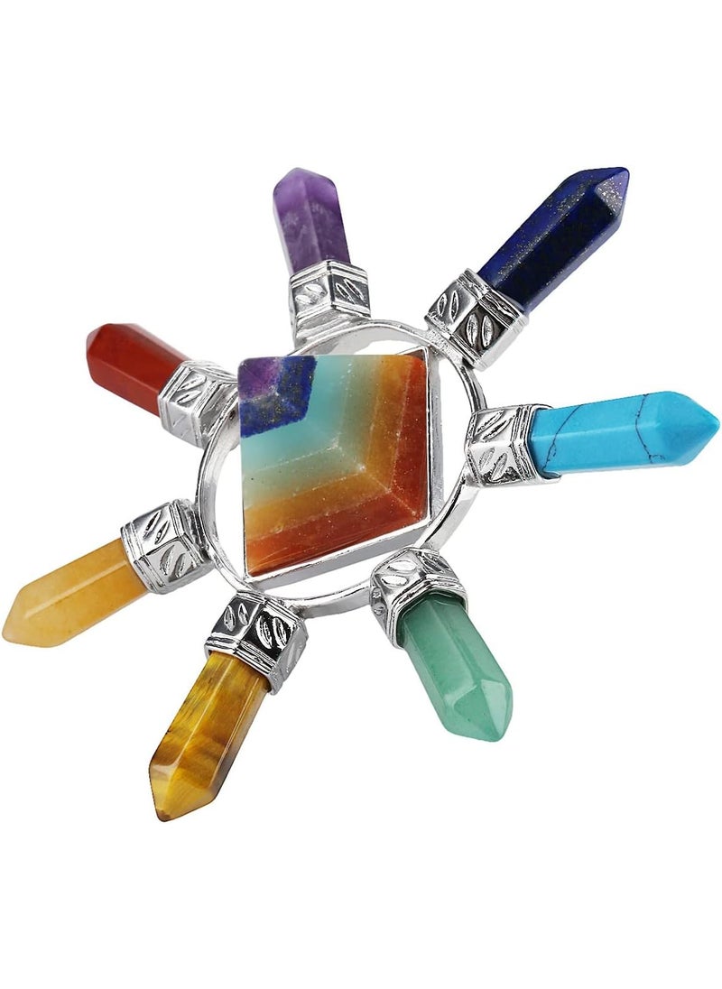 SUNYIK SUNYIK 7 Chakra Crystal Energy Generator,Healing Reiki Point Pyramid,Amethyst,Rainbow Seven Direction 