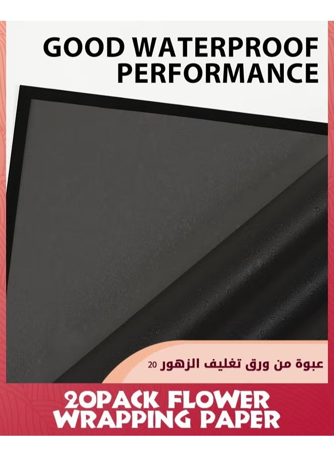 EETU 20 Sheet Flower Wrapping Paper,Waterproof Floral Bouquet Wrapping Paper,Florist Supplies Packaging Paper For Wedding Birthday Gift DIY,Black - Image 3
