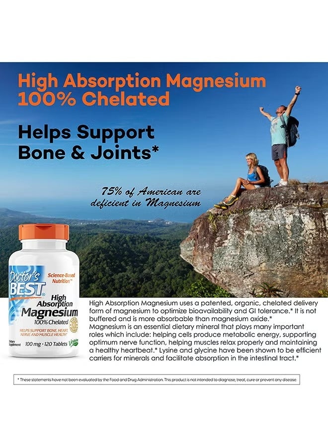 Doctor's BEST Magnesium 200mg High Absorption – Non-GMO, Vegan – 120 Tablets for Nerve Function & Bone Health - Image 3