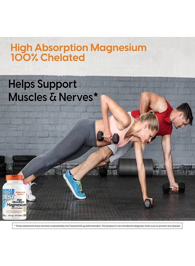 Doctor's BEST Magnesium 200mg High Absorption – Non-GMO, Vegan – 120 Tablets for Nerve Function & Bone Health - Image 2