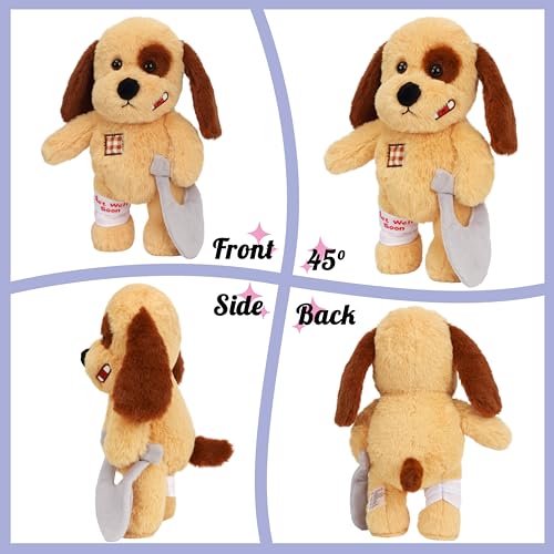 Hopearl Broken Leg Dog Toy Soft Stuffed Animal Puppy Comforting Companion Brown 12 inches - Image 5