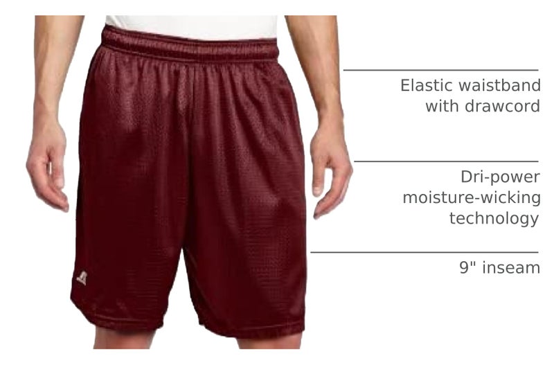 Russell Athletic Men's Mesh Pocket Short, Maroon, XX-Large - Image 4