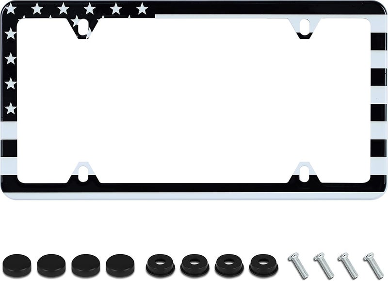 UNINDREM American Flag License Plate Frame - Stainless Steel Rust-Proof Holder with Screws - Image 1