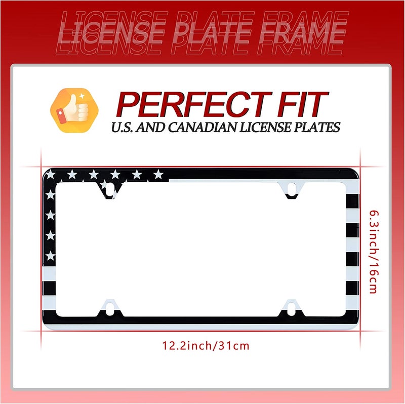 UNINDREM American Flag License Plate Frame - Stainless Steel Rust-Proof Holder with Screws - Image 3