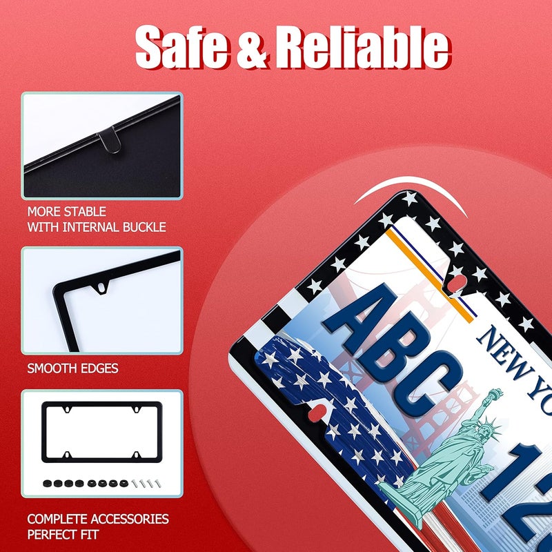 UNINDREM American Flag License Plate Frame - Stainless Steel Rust-Proof Holder with Screws - Image 5
