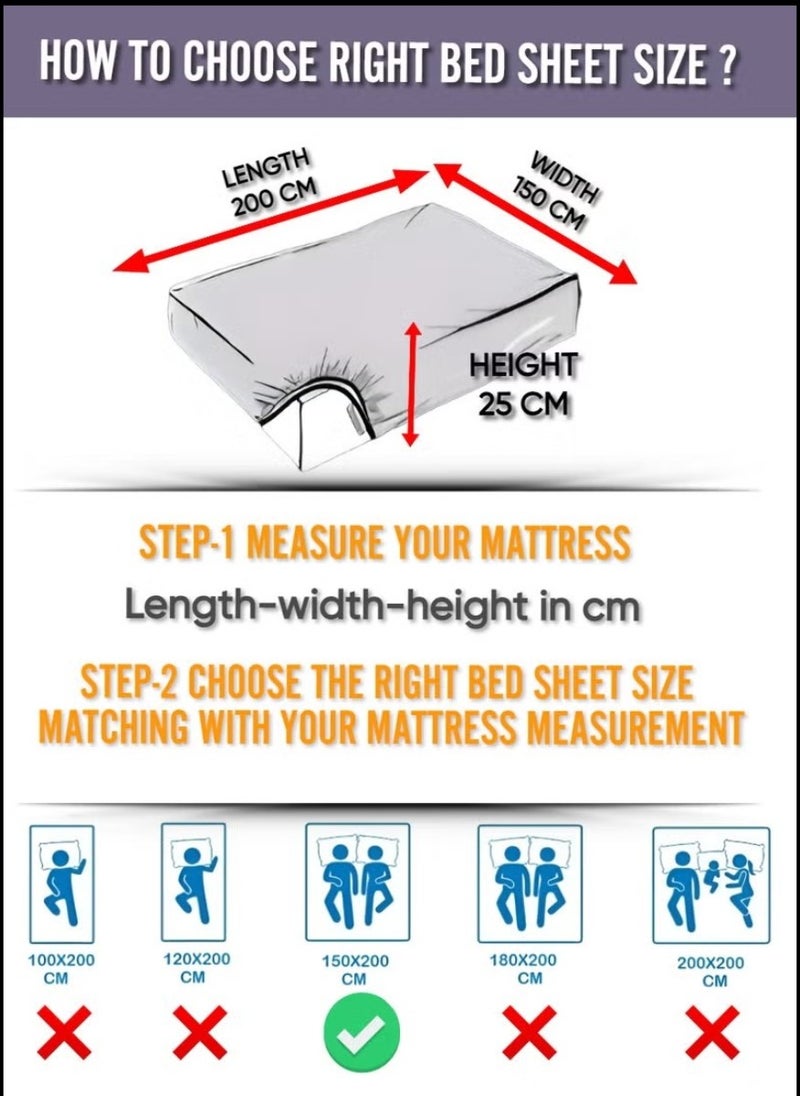 Blueberry Striped Double Fitted Sheet Sets Beige Color Cotton 3 Piece Set Deep Pocket 150x200+25cm - Image 5