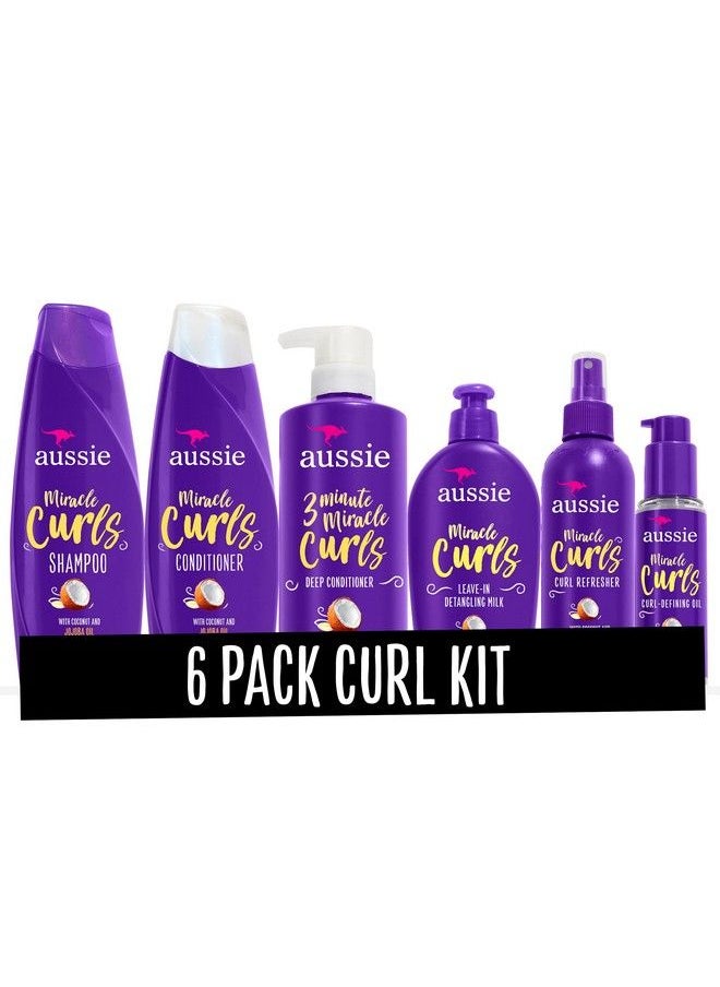 Aussie Miracle Curls Collection: Shampoo Conditioner Deep Conditioner Spray Gel Detangling Milk And Oil Hair Treatment (6 Piece Set)  - Image 2