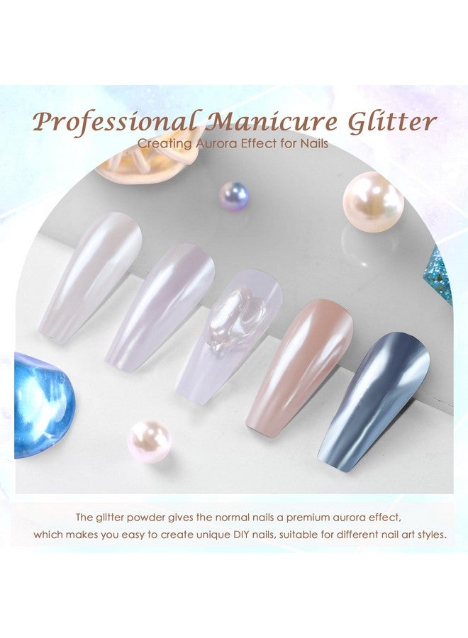Laza White Chrome Nail Powder Glazed Donut Nails Metallic Effect Pigment Shimmer Pearlescent Mica Powder Iridescent Aurora Nail Glitter Fairy Dust Gel Nail Art Supplies Nail Techs Pearl Chrome - Image 3