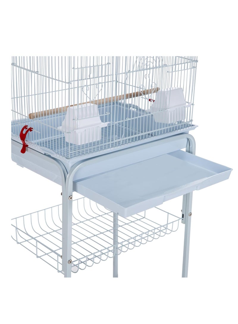 Egardenkart Egardenkart® Roof Top Large Bird cage with Rolling Stand for Cockatiel Sun Conure Parakeet (White)  - Image 4