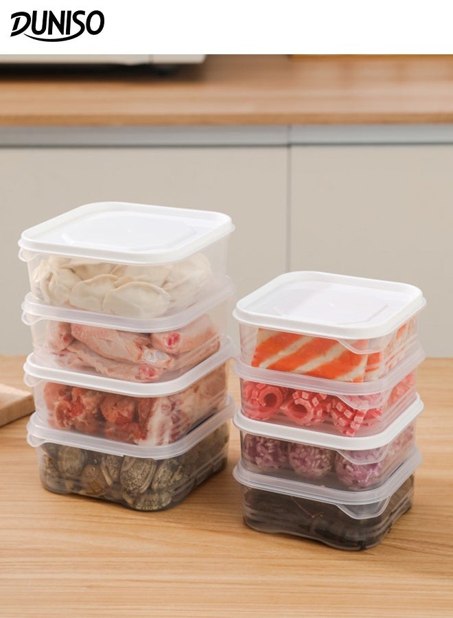 DUNISO 8 قطع حاويات تخزين الطعام حاويات تحضير الطعام قابلة للتكديس مع أغطية مانعة للتسرب آمنة في الميكروويف والفريزر قابلة لإعادة الاستخدام صناديق تخزين في الثلاجة للخضروات والفواكه واللحوم والحبوب واللحوم الباردة - Image 1