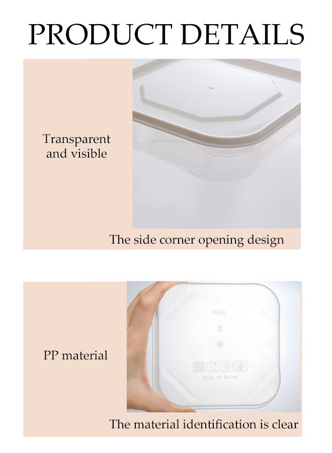 DUNISO 8 قطع حاويات تخزين الطعام حاويات تحضير الطعام قابلة للتكديس مع أغطية مانعة للتسرب آمنة في الميكروويف والفريزر قابلة لإعادة الاستخدام صناديق تخزين في الثلاجة للخضروات والفواكه واللحوم والحبوب واللحوم الباردة - Image 5