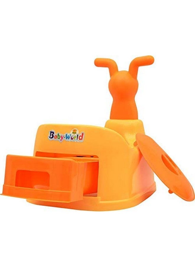 Nabhya Toilet Trainer Baby Potty Seat Cartoon Face With Removable Tray & Closing Lid (Orange1) - Image 2