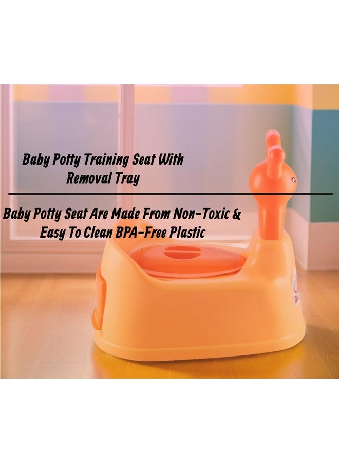 Nabhya Toilet Trainer Baby Potty Seat Cartoon Face With Removable Tray & Closing Lid (Orange1) - Image 3