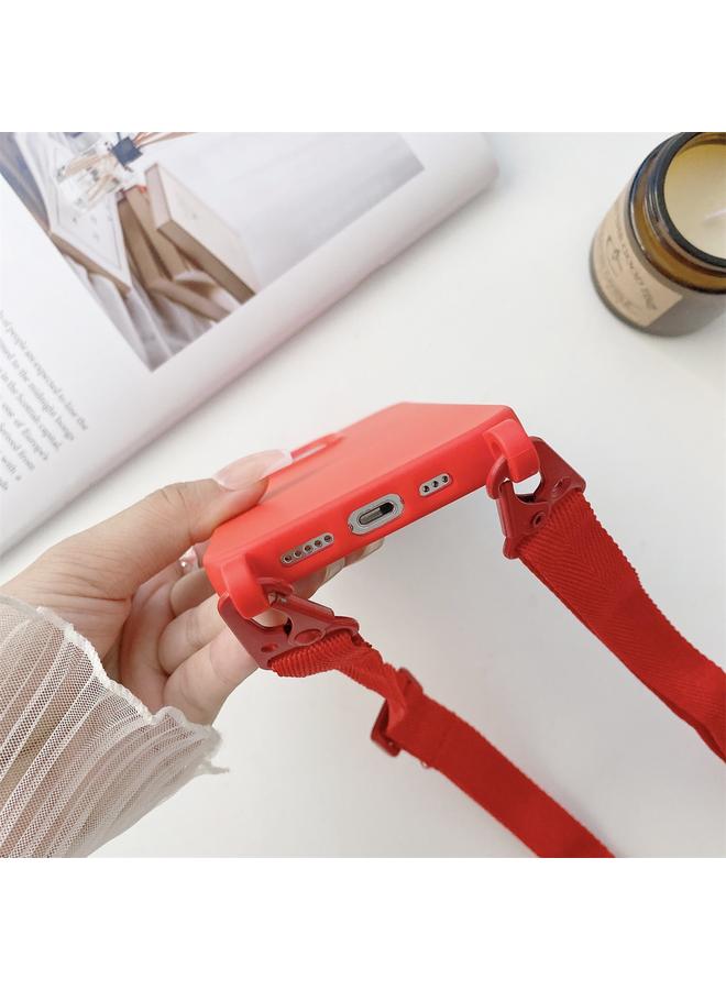 زبون جراب لهاتف iPhone 13 Pro Max، جراب واقٍ مرن من السيليكون مع حبل رقبة عريض - Image 5