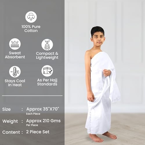ZAHYA Cooltex Ihram for Kids (Ages 9–12 Years) – Breathable Cooling Fabric, Lightweight, Sweat Absorbent, Quick Dry – Hajj & Umrah - Image 2
