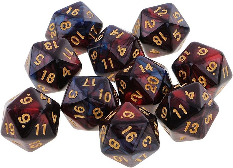 klarako 10pcs 20 Sided Dice D20 Polyhedral Dice for Game Dice  Red+Black, 16mm - Image 1