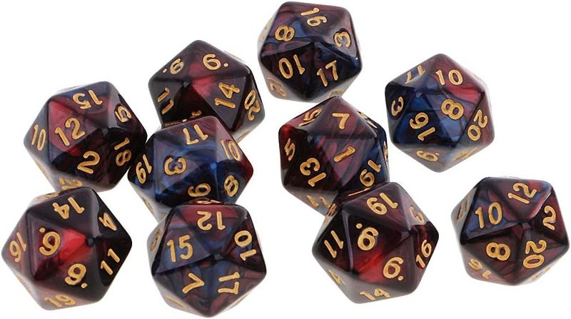 klarako 10pcs 20 Sided Dice D20 Polyhedral Dice for Game Dice  Red+Black, 16mm - Image 5