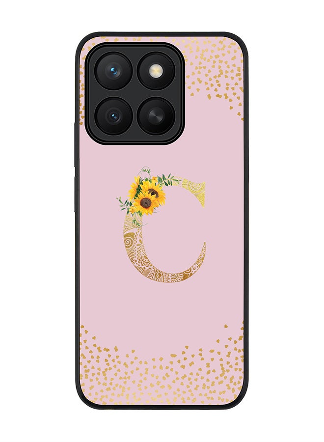 Stylizedd For Honor X8c Case,Slim fit Camera Protection, Shockproof Thin Phone cover  - Custom Floral Monogram - C  (Pink )