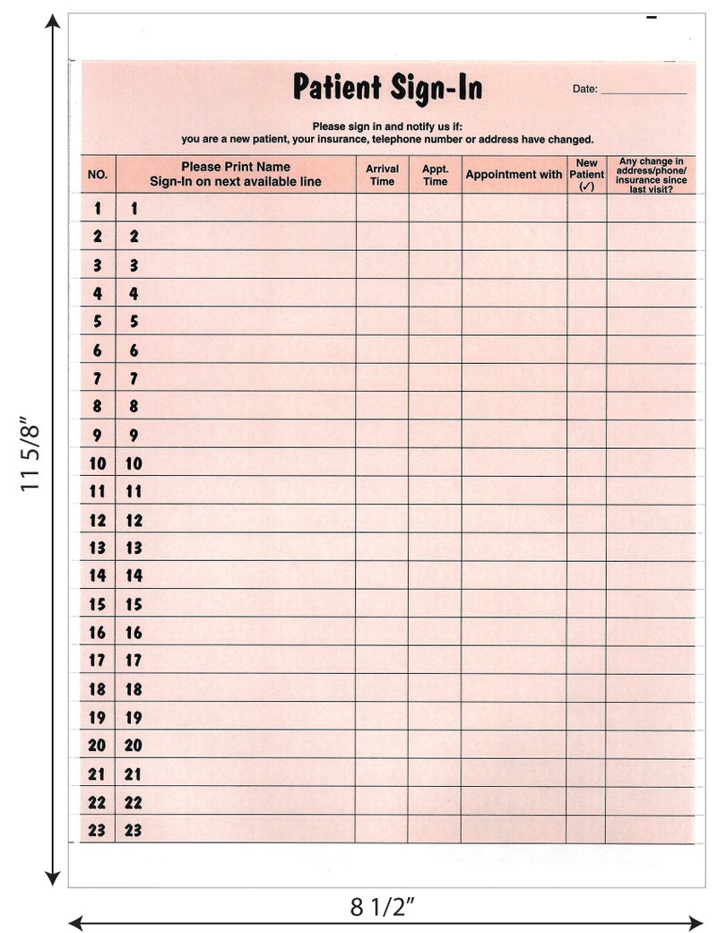 Tabbies Patient Sign-in Peel Off Label Forms, 250 Sheets/Pack, Salmon, 8-1/2" x 11", HIPAA Compliant, Confidential Patients Sign in Sheet, Provide Daily Patient Logs - Image 3