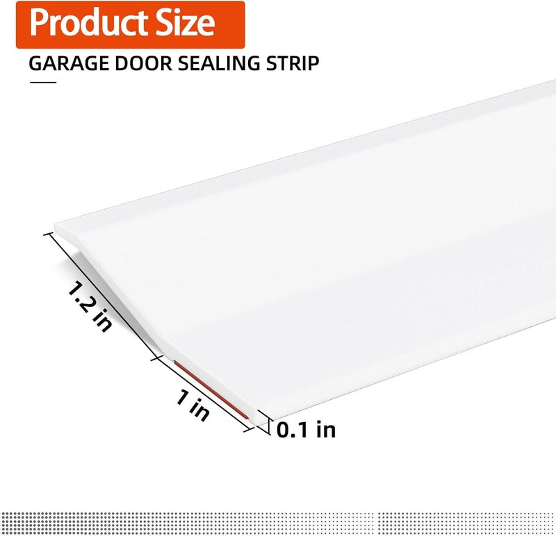 Elvone Garage Door Seal Top and Sides, 40 FT Universal TPE Weather Stripping Trim Weatherproofing Seal with Nails and Lids in White - Image 2