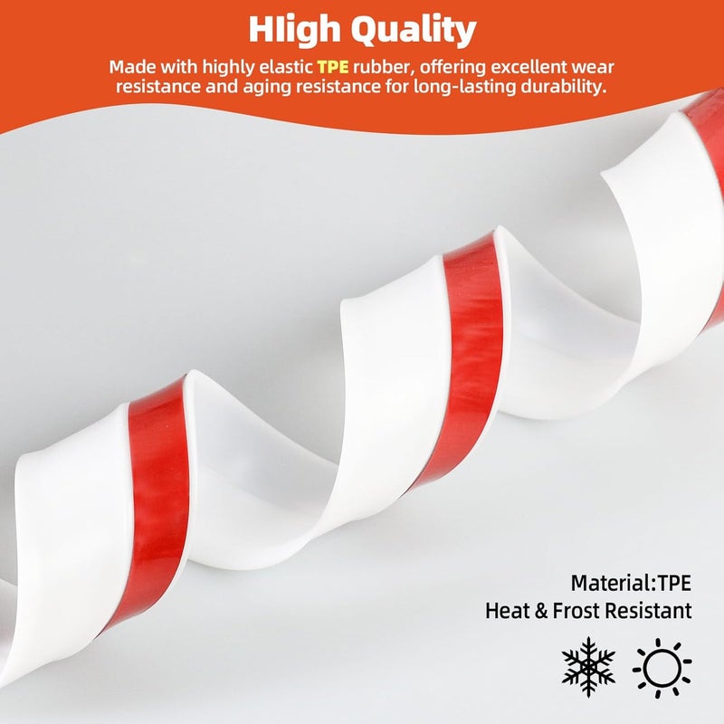 Elvone Garage Door Seal Top and Sides, 40 FT Universal TPE Weather Stripping Trim Weatherproofing Seal with Nails and Lids in White - Image 3