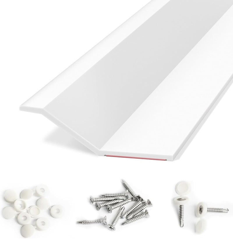 Elvone Garage Door Seal Top and Sides, 40 FT Universal TPE Weather Stripping Trim Weatherproofing Seal with Nails and Lids in White - Image 1