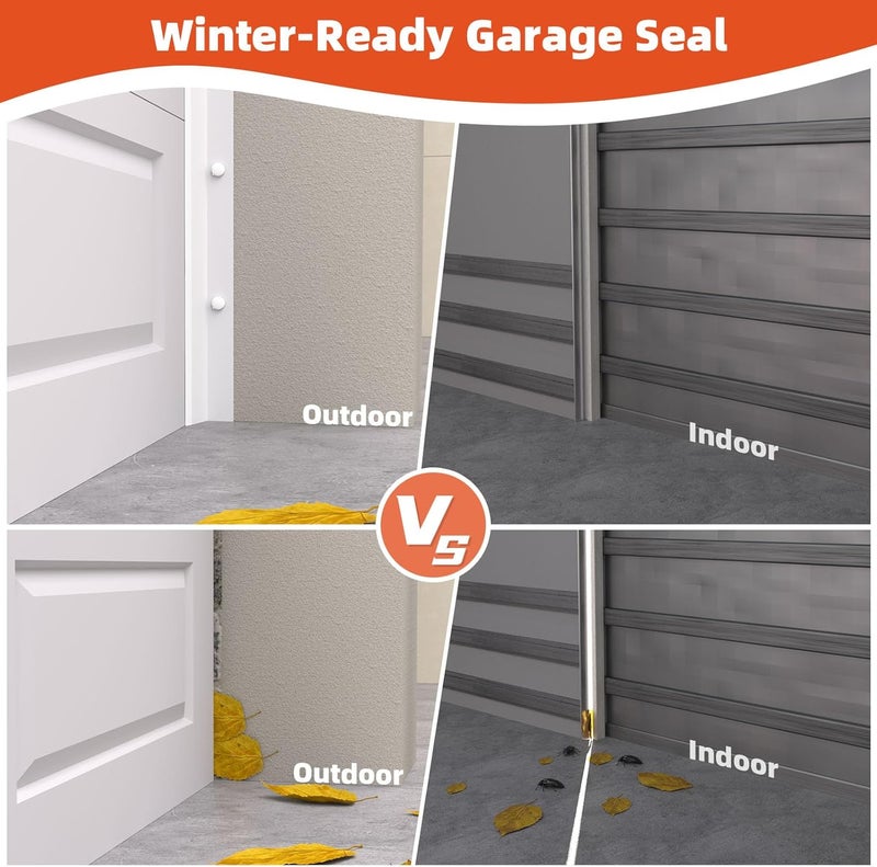 Elvone Garage Door Seal Top and Sides, 40 FT Universal TPE Weather Stripping Trim Weatherproofing Seal with Nails and Lids in White - Image 5