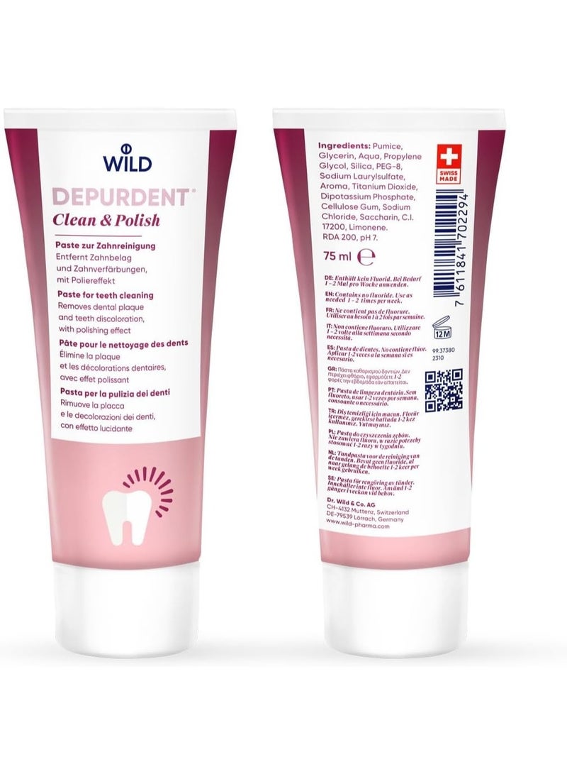 Depurdent Clean & Polish Paste for teeth cleaning, removes dental plaque and teeth discoloration with polishing effect - Image 2