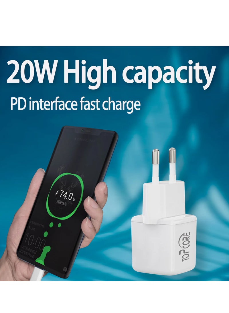 USB C Charger, Topcore 20W PPS Fast Charger Adapter, Compact Charger for MacBook Pro/Air, Galaxy S20/S10, Dell XPS 13, Note 20/10+, iPhone 13/Pro/Mini, iPad Pro, Pixel