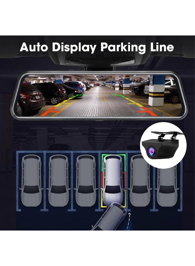 Jansite Upgraded 10'' Mirror Dash Cam Night Vision Front and Rear 1080P Backup Camera FHD Full Touch Screen Car Recorder with Loop Recording, G-Sensor, Parking Monitor 170° Wide Angle - Image 5