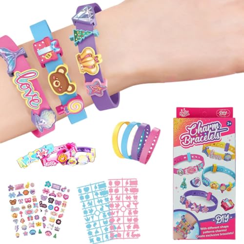 PATPAT® 288Pcs DIY Bracelet Making Set, Cartoon Unicon Wrist Straps Making Kit, with 4 Colorful Wrist Straps & Assorted Charms, Make Your Own Charming Bracelet Kit, Birthday Gift Party Favor - Image 1