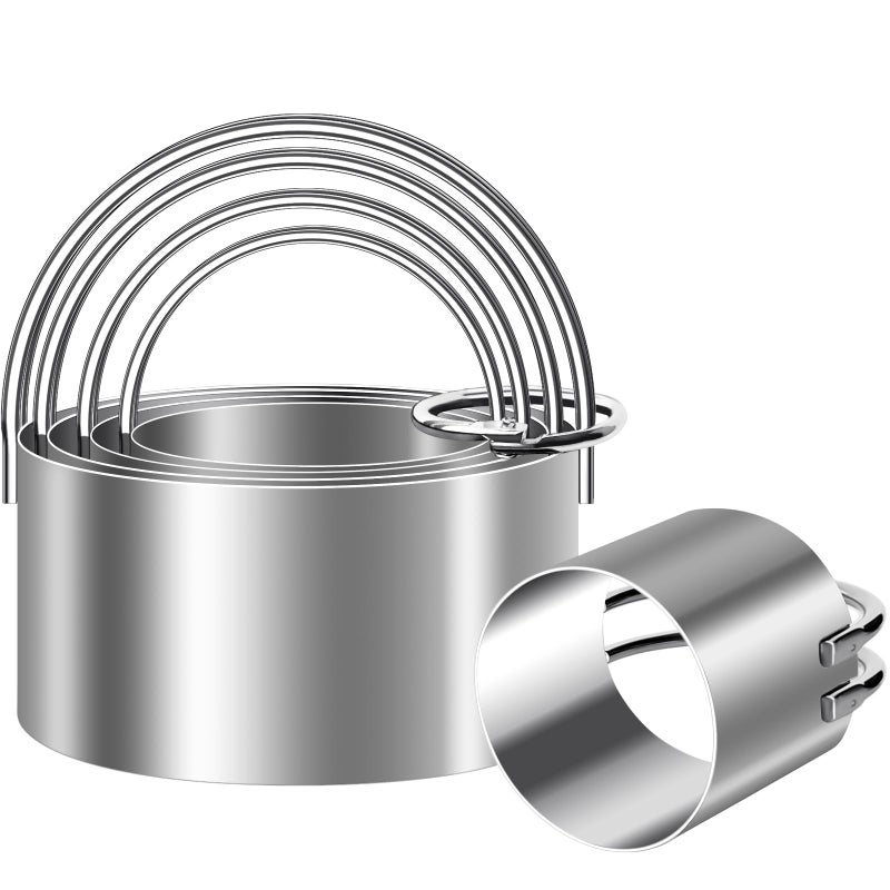 ALLTOP 5 Pieces Circle Biscuit CutterProfessional Stainless Steel Round Cookie Cutters Tool with Ring Handle for Baking Pastry Doughnut