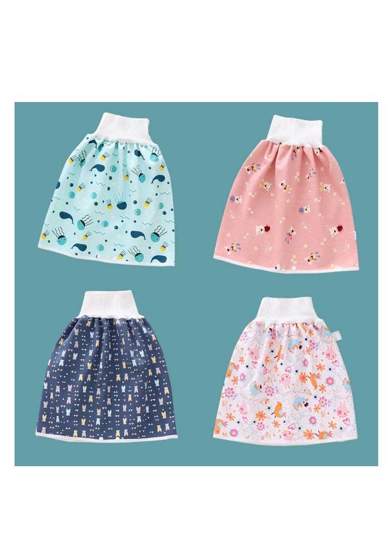 Loquat 4-Pack Cotton Baby Skirt Waterproof Underwear For Pee Nappy Diaper Pants Potty Training  - Image 1