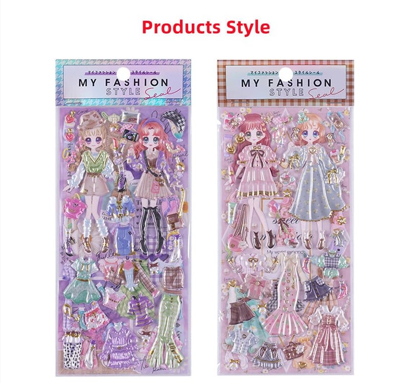 OANGO Stickers 2 Sheets DIY 3D Stickers for Girls Princess Dress-Up Change Stickers Aesthetic Sticker Cute Self Adhesive Stickers Set, Puffy Sticker Set - Image 5