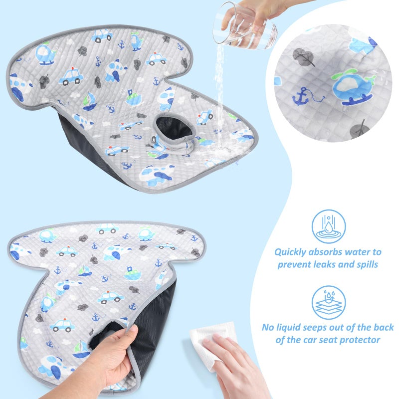 INFANZIA Dry Seat,Car Seat Protector Waterproof Carseat Liner Potty Training Toddlers, Baby and Infants, Piddle Pad for Carseats Strollers (Gray Plane Car, 2 Packs - Image 5