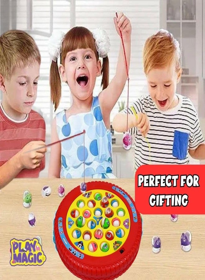 PlayMagic Fishing Game Mickey Play Set|Magnetic Fishing Game Toys|Rotating Board Game with Music|Includes 21 Fish and 4 Fishing Poles|Party Game Toys for Kids Age 3 4 5 6 7 and Up|Made in India - Image 2