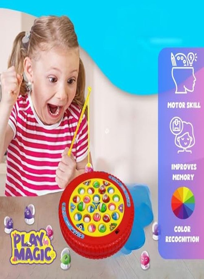 PlayMagic Fishing Game Mickey Play Set|Magnetic Fishing Game Toys|Rotating Board Game with Music|Includes 21 Fish and 4 Fishing Poles|Party Game Toys for Kids Age 3 4 5 6 7 and Up|Made in India - Image 4