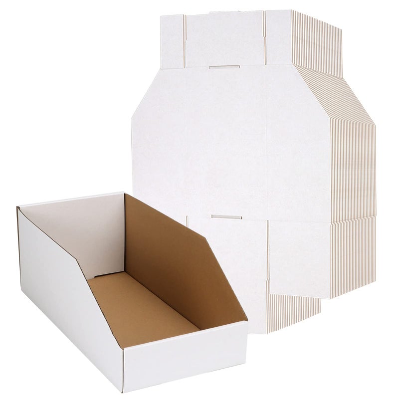EXYGLO Cardboard Boxes Pack of 35 Corrugated Storage Bins 12x6x45 inch Pantry Organizer Bins for Shelves Garage Office Organization
