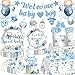 cocomigo 213PCS Blue Baby Boy Shower Decorations Tableware Set 25 Serves Disposable Plates and Napkins Set with Cake Topper Centerpieces Banner Tablecloth for Baby Boy Baby Shower Decorations - Image 3