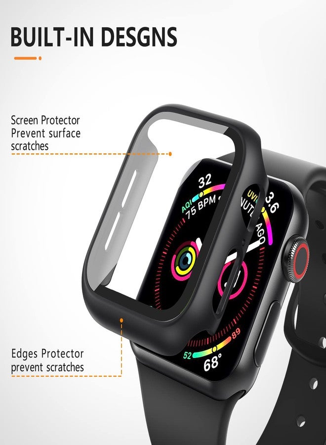 Mugust 3 Pack Case for Apple Watch SE 40mm Series 6 5 4 Hard PC Case with Tempered Glass Screen Protector Waterproof Anti-Scratch Ultra-Thin Protective Cover for iWatch 40mm (Black) - Image 2