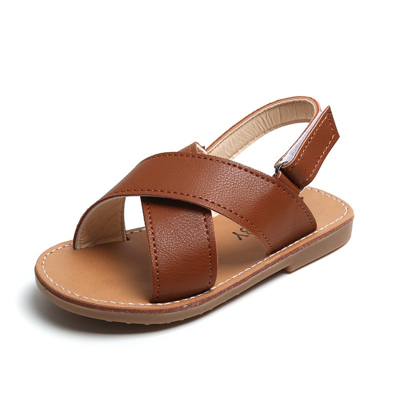 Children'S Sandals 2024 Fashion All-Match Baby Simple Soft Bottom Open Toe Cross Beach Shoes For Boys And Girls - Image 1