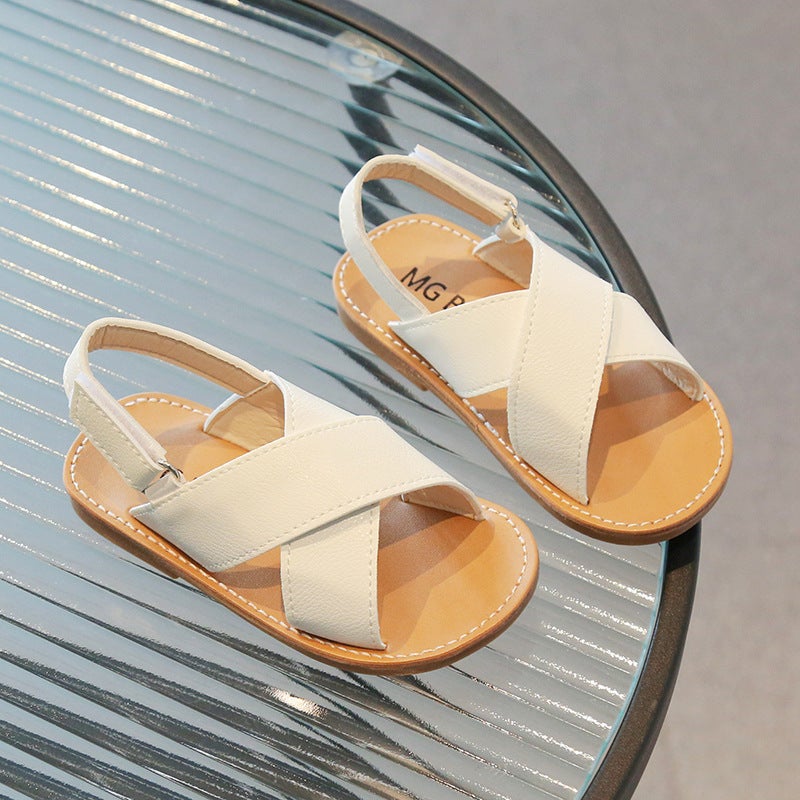 Children'S Sandals 2024 Fashion All-Match Baby Simple Soft Bottom Open Toe Cross Beach Shoes For Boys And Girls - Image 5
