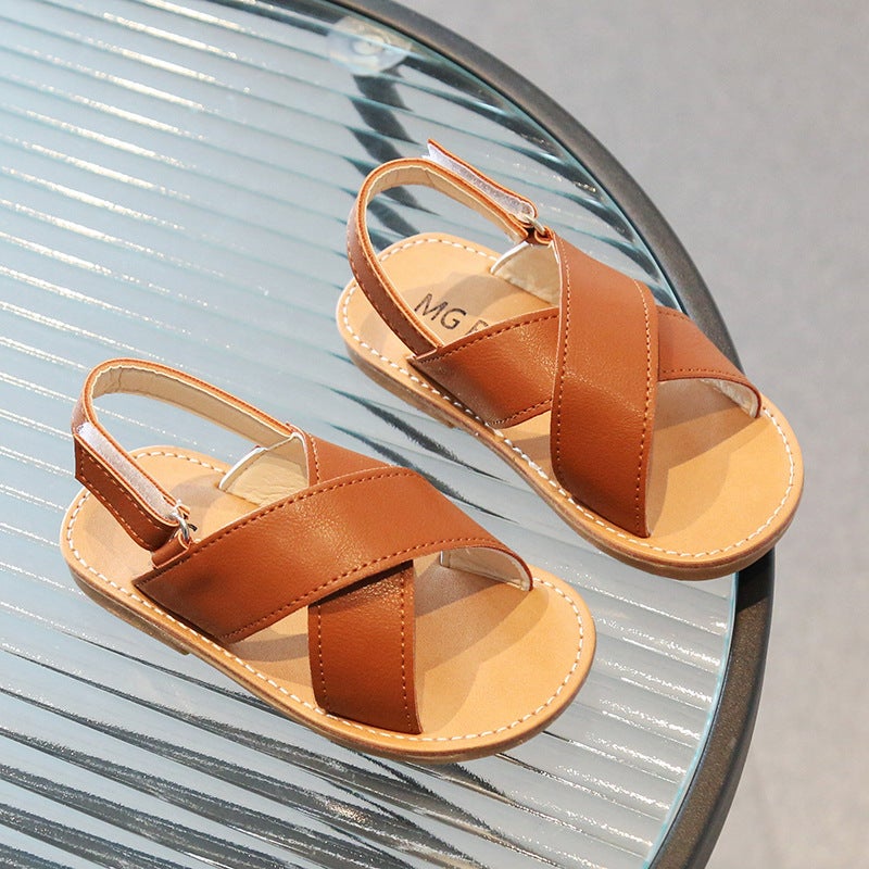 Children'S Sandals 2024 Fashion All-Match Baby Simple Soft Bottom Open Toe Cross Beach Shoes For Boys And Girls - Image 4