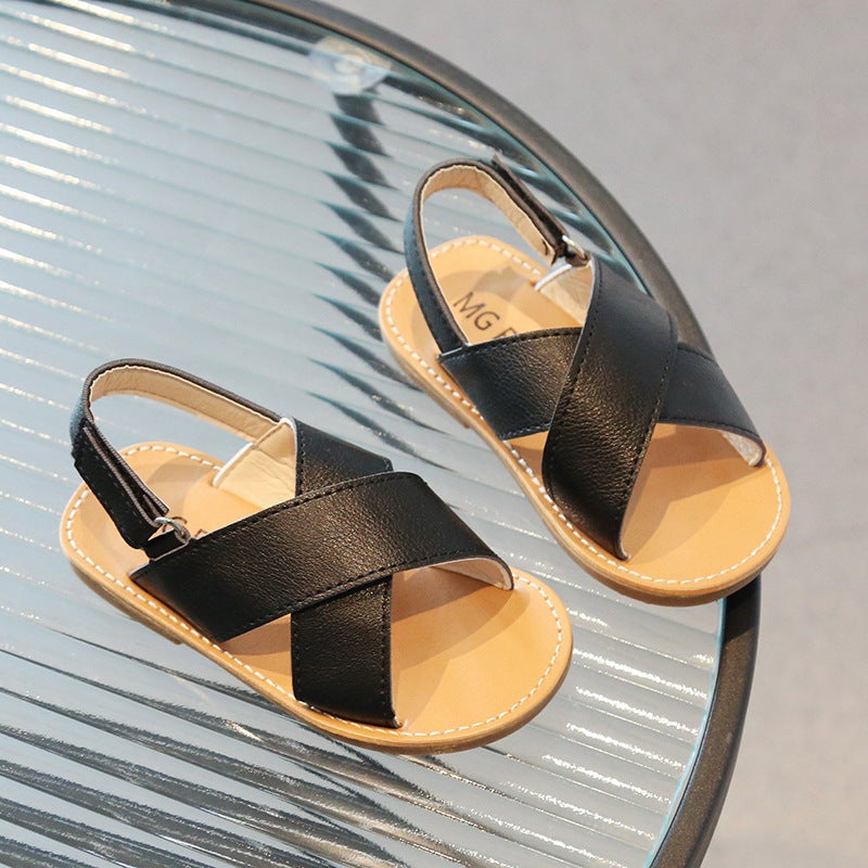 Children'S Sandals 2024 Fashion All-Match Baby Simple Soft Bottom Open Toe Cross Beach Shoes For Boys And Girls - Image 3